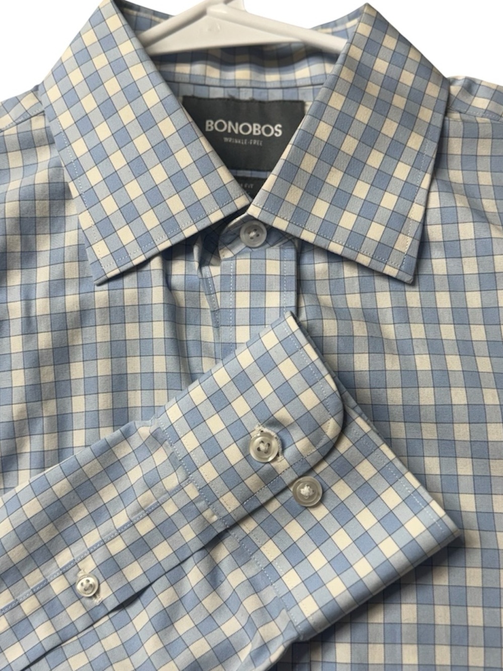 Bonobos Slim Fit 100% Cotton Button Down Shirt Men’s Blue/White Plaid Medium